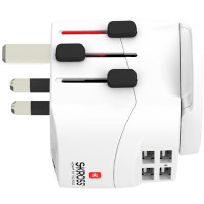 SKROSS Universal-Reisestecker mit 4 x USB Anschlüssen