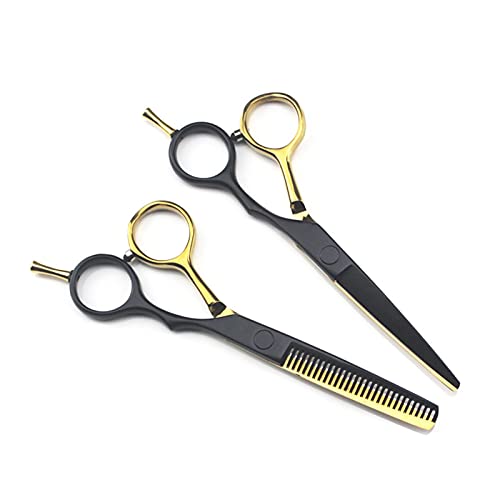 Haarschneidscheren 5,5-Zoll-Friseur-Schere Set, Haarverdünnungsschere, Friseur-Schere, Hausschere für Haushalt (Color : Yellow)
