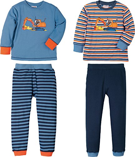 Kinder-Schlafanzug 2er-Pack Interlock-Jersey graublau Gr. 134/140 Jungen Kinder