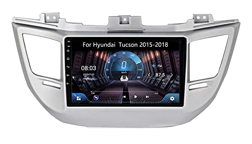 Doppel Din Radio Android Autoradio Carplay Bluetooth Für Hyundai Tucson 2015-2018 2din Radio GPS Sat Navi mit Naviceiver Aux Video Out Multimedia Car Play DSP Rückfahrkamera (Color : 4core 2G+32G)