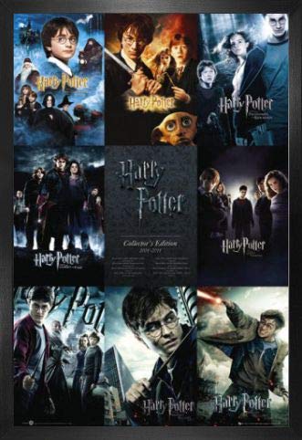 Harry Potter 1art1 Poster und MDF-Rahmen - Alle Film-Plakate, In Englisch (91 x 61cm)