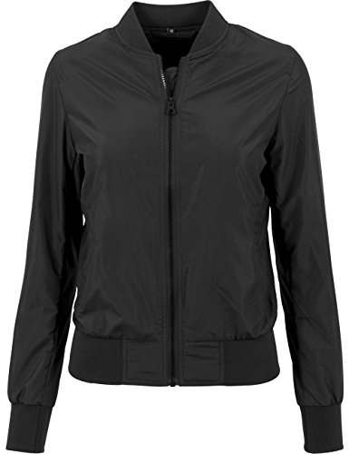 Ladies Nylon Bomber Jacket Damenjacke Jacke Damen, Farbe:Black, Größe:XS