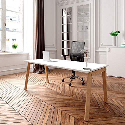 Schreibtisch NOVA Wood 180 x 80 cm Weiß/Holz Bürotisch Computertisch Büro