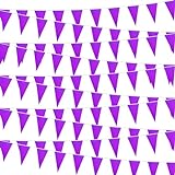 Wimpelkette zum Aufhängen, 30 m, violett, 60 Stück, dreieckige Wimpelkette, solide, violett, blanko, für große Eröffnung, Geburtstagsfeier, Festival, Feier (lila)