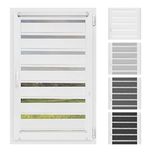 Atrium - Doppelrollo | ohne Bohren | Duo Rollo für Fenster | Sonnenschutz | Fensterrollo Tag und Nacht | 85x220cm | Weiß