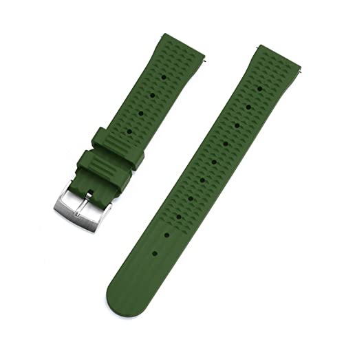 ARSMI Viton Strap Waffelgurt 20mm 22mm Tauchen wasserdichte Armband Handgelenkzubehör Ersatz Gurt (Band Color : Rubber Green, Band Width : 20mm)