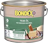 Bondex Teak Öl Teak 2,5 L für 55 m² | Extrem wasserabweisend | Schützt vor Rissbildung und Austrocknung | Atmungsaktiv | matt | Holzöl | Holzschutz