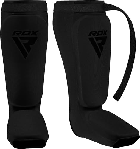 RDX Schienbeinschoner Kickboxen, Schienbeinschützer Thaiboxen Kampfsport Muay Thai MMA Spannschützer, Schienbeinschutz Polster Shin Guard Sparring, Herren Damen Fußschutz Kick Boxing Ausrüstung