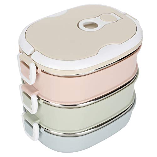 Nunafey Lebensmittelbehälter, tragbare hygienische Sicherheitsschloss-Design-Bento-Box, hochtemperaturbeständige Lebensmittelgrundschulreise für die Arbeit nach(Three Layers)