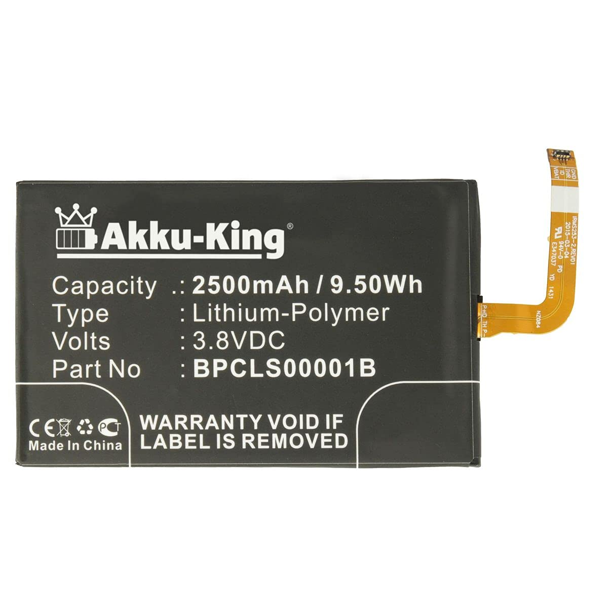 Akku-King Akku kompatibel mit BlackBerry BPCLS00001B - Li-Polymer 2500mAh - für Classic 4G, Kopi, Q20, SQC100-1, SQC100-3, SQC100-4, SQC100-5