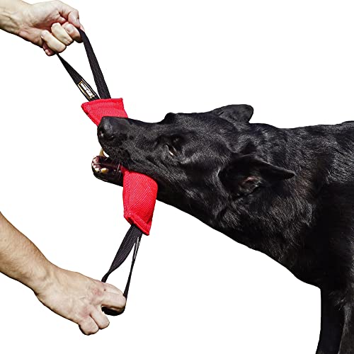 Dingo Gear Baumwolle-Nylon Beißwurst für Hundetraining K9 IGP IPO Obiedence Schutzhund Hundesport, mit Zwei Griffen 7 x 28 cm Rot S00064