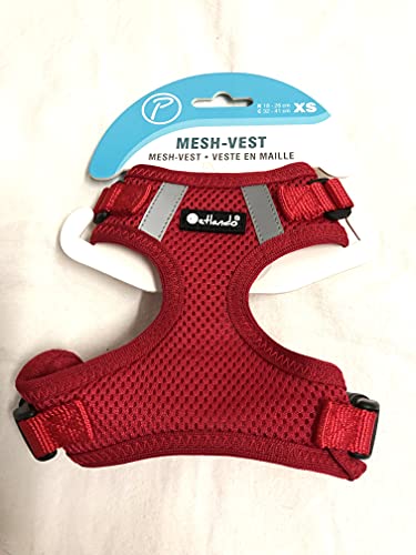 Petlando Brustgeschirr Mesh Vest Rot XS (Halsumfang18-26 cm, Brustumfang 32-41 cm)