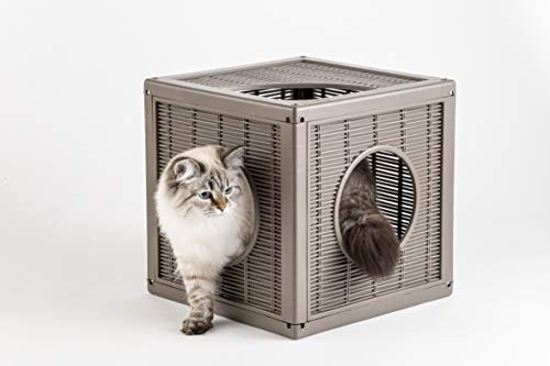 Bama Cube Modulares Katzenhaus in Taupe 35 cm - Komfort und Stil für Katzen