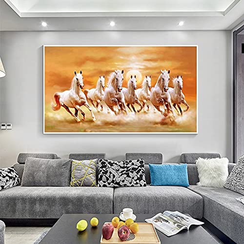 Mercedes-Benz Sieben Pferde Dekorative Malerei Leinwand Malerei Hängendes Bild Rahmenloses Bild Kern 80*160cm