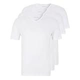 BOSS Herren Classic T-Shirts Kurzarm Shirts Pure Cotton V-Neck 3er Pack, Farbe:Weiß, Artikel:-100 White, Größe:L