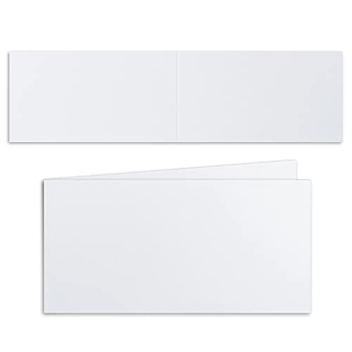 700x Falt-Karten DIN Lang - Hochweiß (Weiß) - querdoppelt-langdoppelt 10,5 x 21 cm - Blanko Doppelkarten - Klappkarten für Einladungen und Grußkarten zu Weihnachten und Geburtstag