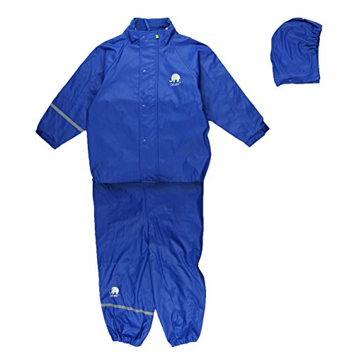 Celavi Baby Unisex Regen Anzug, Jacke und Latzhose mit Hosenträgern, Alter 9-12 Monate, Größe: 80, Farbe: Blau, 1145