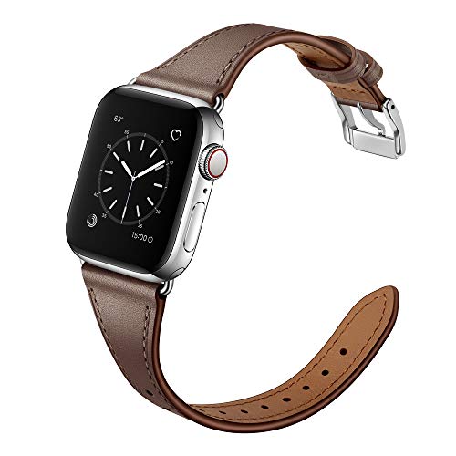 Arktis Lederarmband für Frauen kompatibel mit Apple Watch (Apple Watch Ultra 1/2 49 mm) (Series 7 8 9 45 mm) (Series SE 6 5 4 44 mm) (Series 3 2 1 42 mm) [Echtes Leder] mit Edelstahlschließe - Taupe