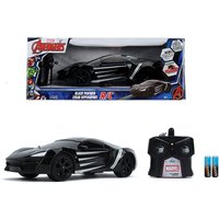 Jada Toys 253226001 Marvel Black Panther Lykan Hypersport, Turbofunktion, RC, Ferngesteuertes Auto mit Fernbedienung, vorwärts-rückwärts, Links-rechts, Maßstab 1:16, USB Ladefunktion, schwarz