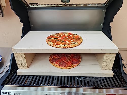 Pizzaofen mit Backofenschamotte für Gas-Kohlegrill für Flammkuchen, Pizza uvm. (60 x 30 x 3 cm)