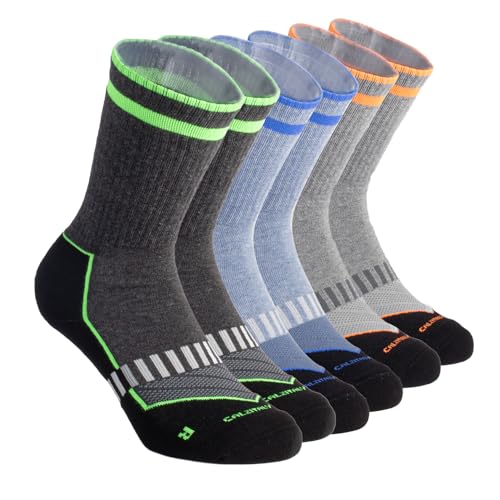 CALZITALY PACK 1 2 3 6 PAARE Sport-Socken, Blister-Socken, Technische Socken, Baumwollsocken, Sport, Laufen, Padel, Fitness, Tennis| Made in Italy (43-46, 3 Paare: Blau+Orange+Grün)