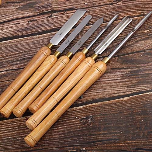 YAOBAO Holzdrehmeißel-Set, Holzdrehwerkzeuge Für Drehmaschinen, 6-Teiliges Set Drehmeißel-HSS-Stahlklingen, Für Holzschnitzerei, Wurzelschnitzerei, Möbelschnitzerei, Drehmaschinen