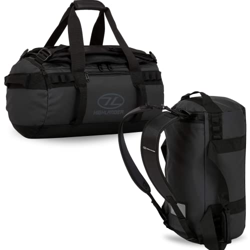 Highlander Storm Kit Bag 30 Liter Die robuste Expeditions-, Reise- und Sportreisetasche für Männer und Frauen, geeignet für alle Wetterbedingungen (Schwarz)