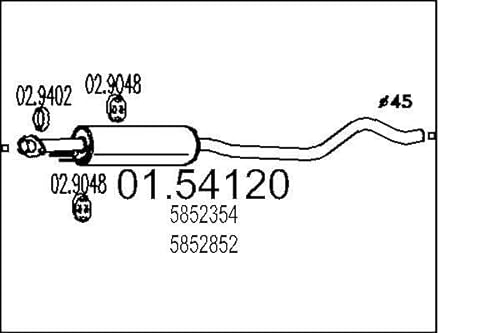 MTS Company 01.54120 Mittelschalldämpfer