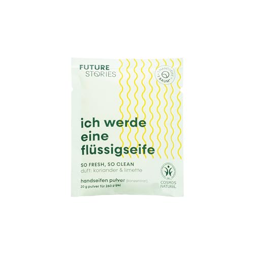 FUTURE STORIES Pulver für flüssige Handseife - mit Aloe Vera, nachhaltig vegan - 9er Pack (9x 20 g) Koriander, Limette