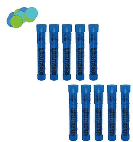 Conipa Bengalfeuer Bengalos Kat F1 (10er Pack, Blau) + Konfetti