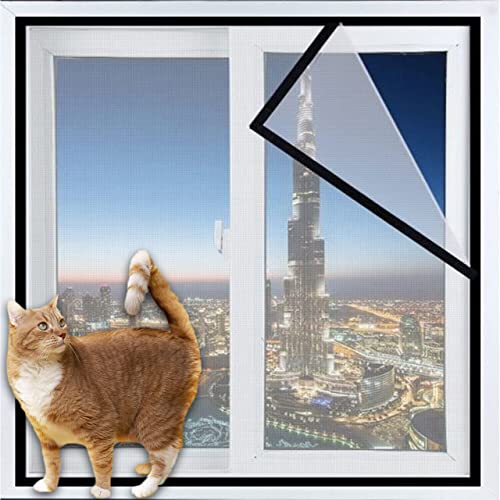 DG Catiee Fensterschutznetz für Katzen, Sicherheitsfensterschutz, Fliegengitter Anti-Mücken-Insekten, Katzen, Balkonnetz, reißfestes Fensternetz (160 x 160 cm, weißes Netz)
