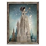 Hochwertiger Kunstdruck, Poster, Print - Brillante Farben - Künstler Catrin Welz-Stein A2, 420 mm x 594 mm Frau mit Schloss, Zaubern, Print Abrakadabra