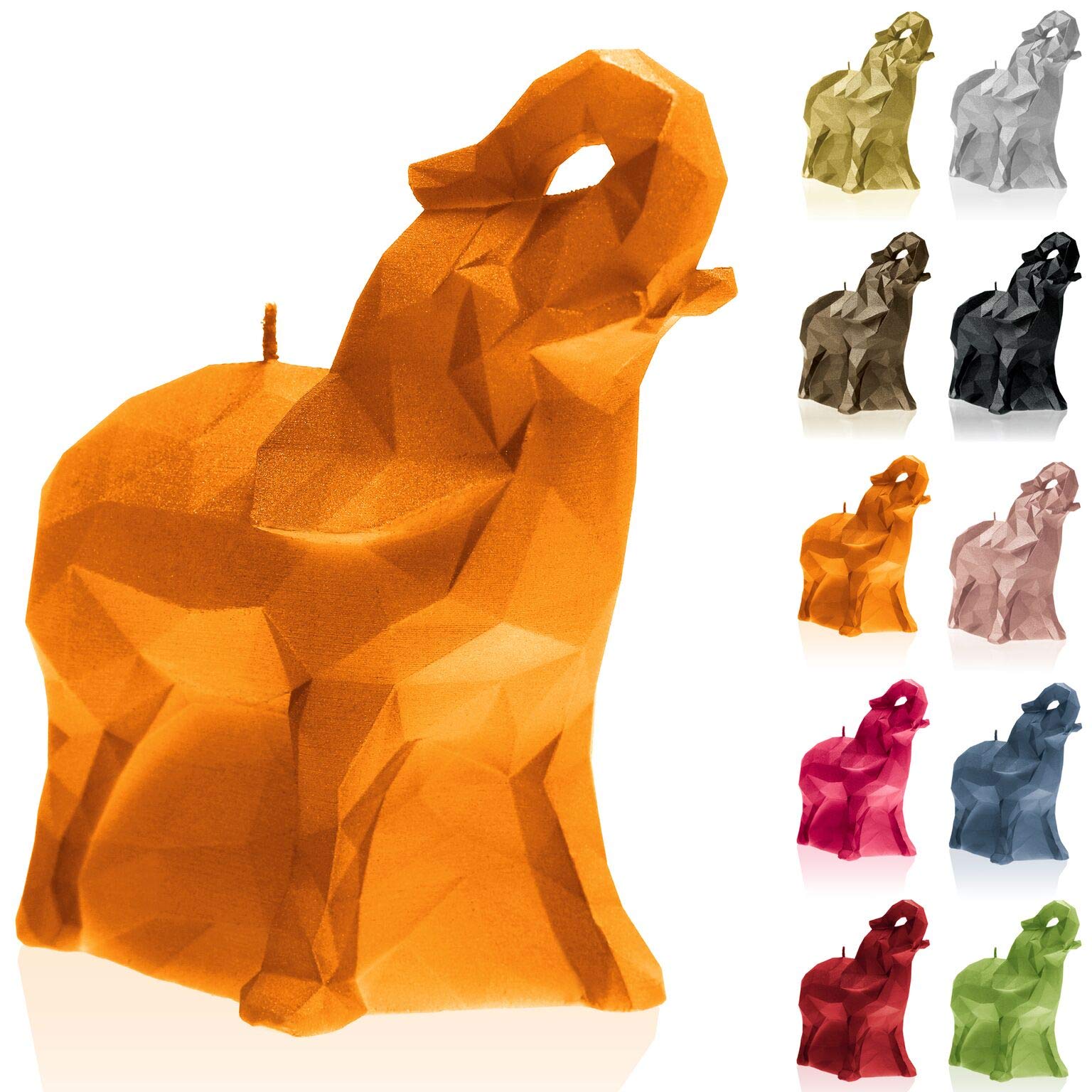 Candellana Elefant Poly Medium | Höhe: 17,8 cm | Orange | Handgemacht in der EU, 17,8 x 8,5 x 15,7 cm, 5903104881382
