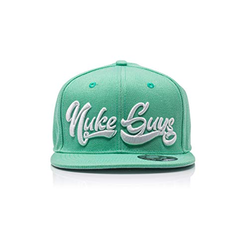 Nuke Guys Snapback Cap Minty, Premium 6 Panel Snapback Straight Cap, Unisex Kappe, Mütze mit hochwertiger 3D Stickerei und Snap Verschluss, mintgrün/weiß