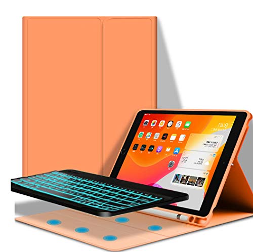 YGoal Tastatur Hülle für Mini, [7 Colors Backlit][QWERTY Englische Layout] Ultradünn PU Leder Schutzhülle mit drahtloser Tastatur für Mini 7.9 Inch (Orange)
