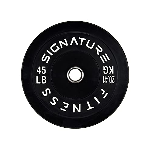 Signature Fitness Olympische Hantelscheiben mit Stahlnabe, 5,1 cm, 100 % Naturkautschuk, Schwarz