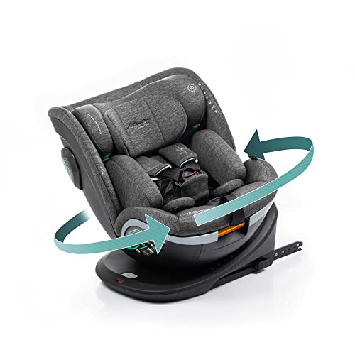 Babyauto Kindersitz Drehbar - 0-36 kg, bis 12 Jahre, 360 Drehbar, Kinderautositz isofix, mit i-Size Sicherheit, Gruppe 0+/1/2/3, Grau