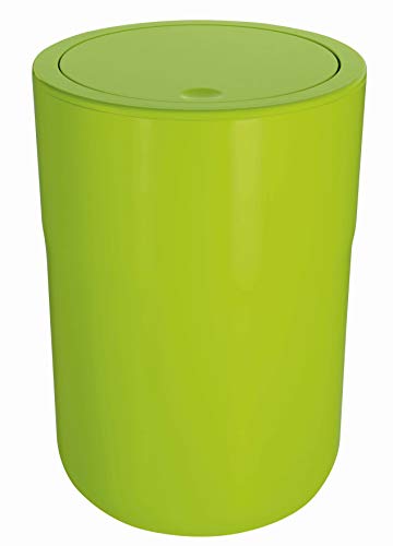 Spirella Design Kosmetikeimer Cocco mit Extra Ring für Müllbeutel Treteimer Schwingdeckeleimer Abfallbehälter mit Schwingdeckel 5 Liter (ØxH): 19 x 26 cm Grün