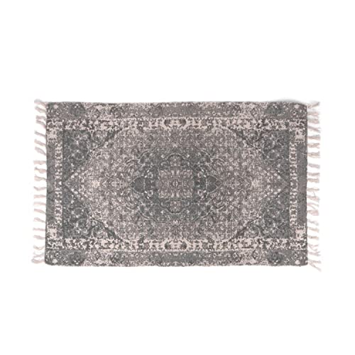 CIAL LAMA Dekorativer Teppich, 100 % Baumwolle, orientalisches Design, klassisch, grau, Tapete 90 cm