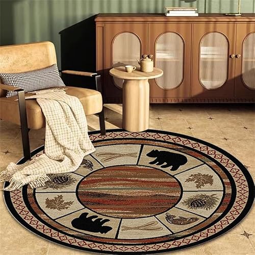 runder Teppich großer Teppich rutschfest waschbar für Wohnzimmer Schlafzimmer weicher Flor Vintage traditioneller orientalischer Kreisteppich