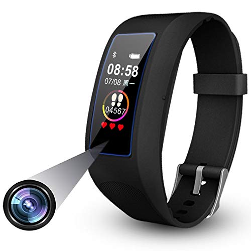 DigiKuber Fitness Armband Uhr Kamera, Versteckte Kamera 1080P Videoaufnahme Kamera Armband Uhr, Überwachungskameras Pulsmesser Bluetooth Sportuhr für Android iOS Phone mit 32 GB