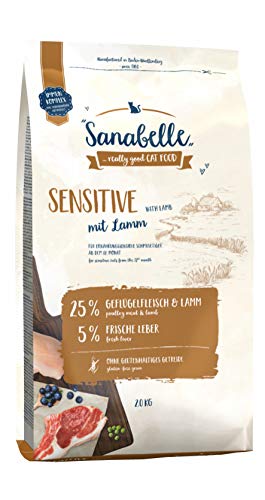 Sanabelle Sensitive mit Lamm | Katzentrockenfutter für ernährungssensible Katzen, 4er Pack (4 x 2000 g)
