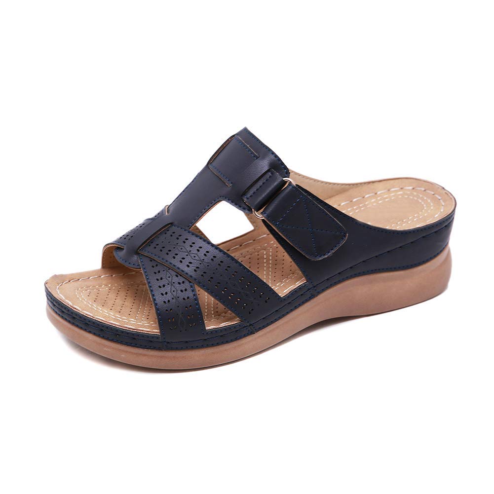 Lanbowo Damen Premium Orthopädisch Offene Zehen Sandalen Vintage rutschfeste Atmungsaktiv für den Sommer - Schwarz, 40