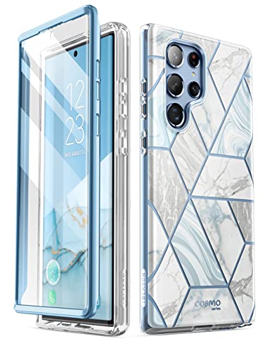 i-Blason Glitzer Hülle für Samsung Galaxy S22 Ultra (6.8") 5G Handyhülle Bumper Case 360 Grad Schutzhülle Glänzend Cover [Cosmo] mit Integriertem Displayschutz 2022 Ausgabe (Coast)