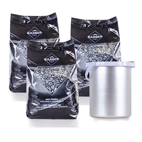 Sunzze Wachsperlen 3er Pack je 1kg mit Gratis antihaftbeschichteten Einsatz für den Wachswärmer für die Enthaarung, Heißwachs brazilian waxing Wachs-Set (Silber, 400)