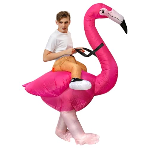 JASHKE Inflatable Flamingo Costume Adutls Ride On Flamingo Halloween Costume Cosplay Party Clothes