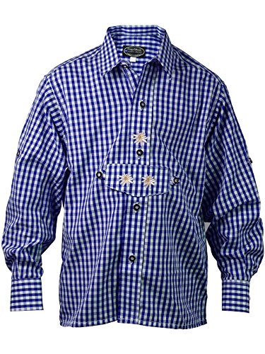 Harrys-Collection Jungen Kariertes Trachtenhemd aus 100% Baumwolle, Farben:blau, Größen:116
