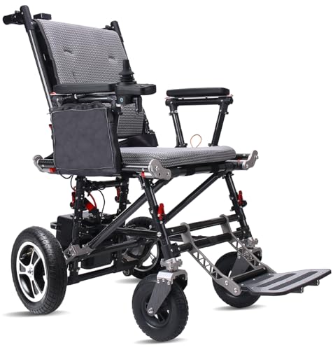 Broobey Foldable Carbon Fiber Electric Wheelchair Lightweight Compact Travel Power Wheelchair 18Kg Support 100Kg