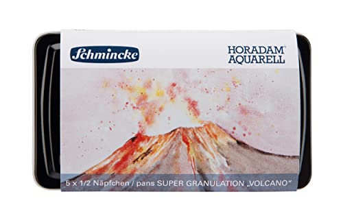 Schmincke – HORADAM® AQUARELL, Super Granulation Set "Vulkan", 1/2 Näpfchen, 74 608 097, Metallkasten, sehr stark granulierende Farbtöne, feinste, supergranulierende Aquarellfarben
