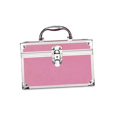 Harilla Tragbare Make-up-Tasche mit Spiegel, Make-up-Box-Organizer mit Tablett, wasserdichte Kosmetik-Aufbewahrungsbox für Damen-Reisezubehör, S rosa